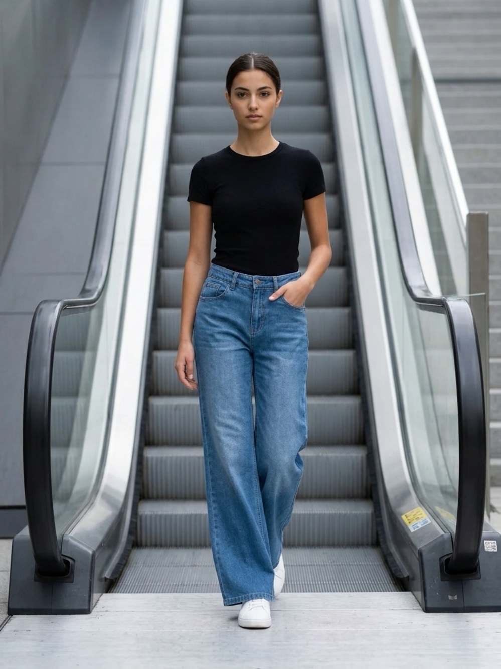Forever 21 High-Rise Wide-Leg Jeans in Blue Wash